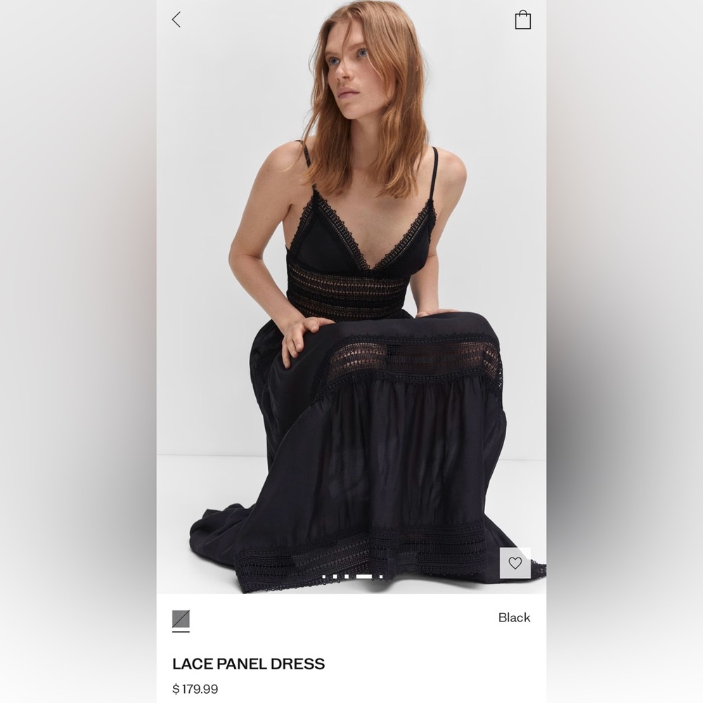 Mango Black Maxi Dress with Sheer Panels - Picture 7 of 7